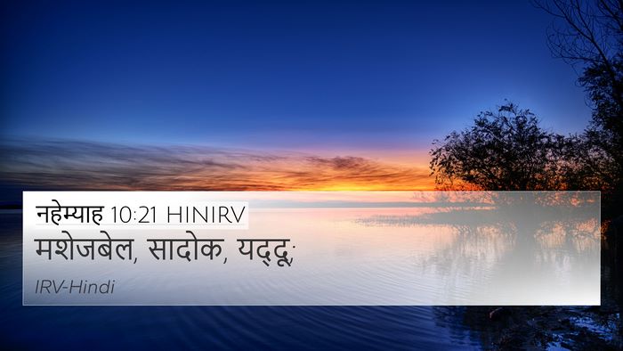 नहेम्याह 10:21 HINIRV 4K Wallpaper - मशेजबेल, सादोक, - 4K Wallpaper Bible Verse