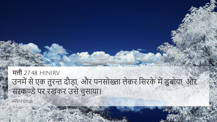 मत्ती 27:48 HINIRV 4K Wallpaper - उनमें से एक तुरन्त - 4K Wallpaper Bible Verse