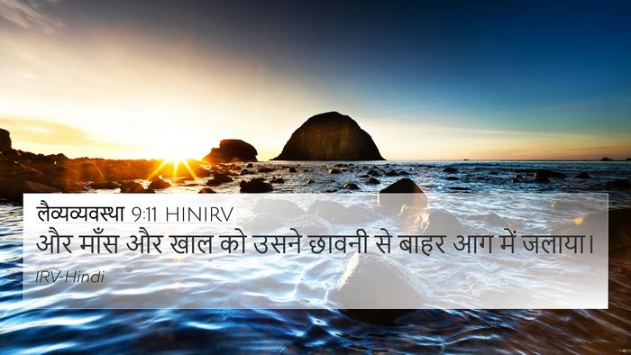 लैव्यव्यवस्था 9:11 HINIRV 4K Wallpaper - और माँस और खाल को - 4K Wallpaper Bible Verse