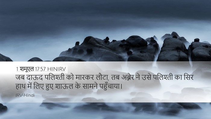 1 शमूएल 17:57 HINIRV Desktop Wallpaper - जब दाऊद पलिश्ती को - Desktop Bible Verse Wallpaper