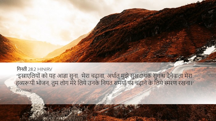 गिनती 28:2 HINIRV Desktop Wallpaper - “इस्राएलियों को - Desktop Bible Verse Wallpaper