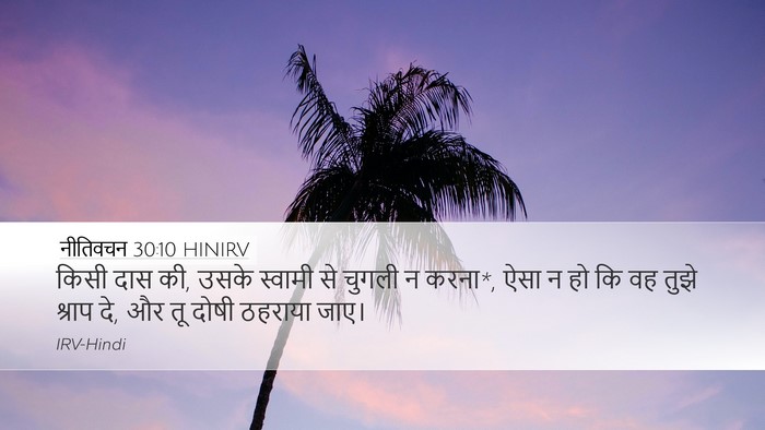 नीतिवचन 30:10 HINIRV Desktop Wallpaper - किसी दास की, उसके - Desktop Bible Verse Wallpaper