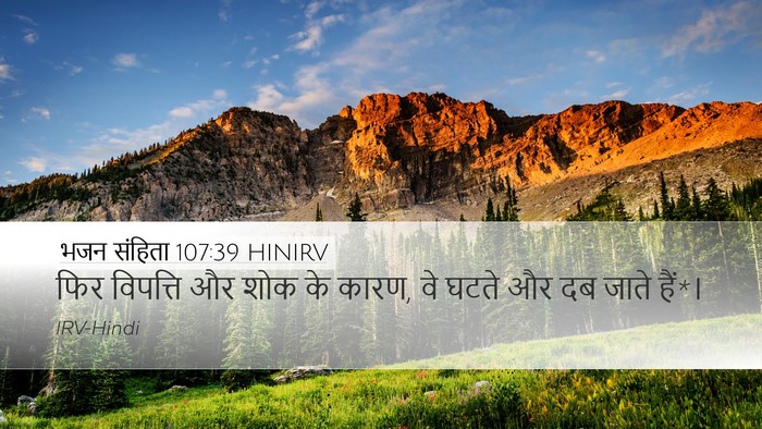 भजन संहिता 107:39 HINIRV Desktop Wallpaper - फिर विपत्ति और शोक - Desktop Bible Verse Wallpaper
