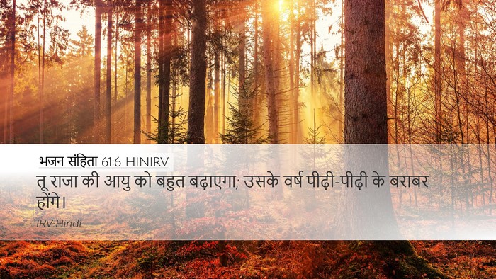 भजन संहिता 61:6 HINIRV Desktop Wallpaper - तू राजा की आयु को - Desktop Bible Verse Wallpaper
