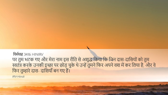 यिर्मयाह 34:16 HINIRV Desktop Wallpaper - पर तुम भटक गए और - Desktop Bible Verse Wallpaper