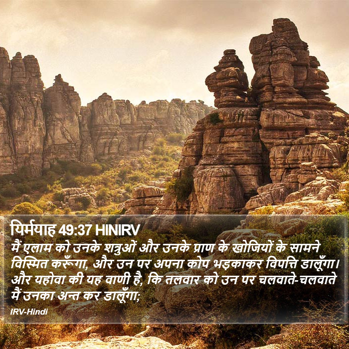 यिर्मयाह 49:37 HINIRV - मैं एलाम को उनके