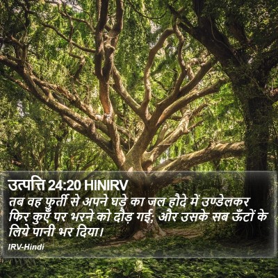 उत्पत्ति 24:20 HINIRV Bible Verse Image