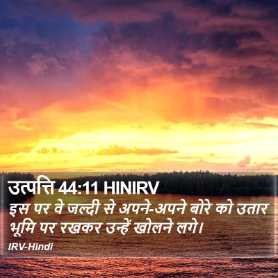 उत्पत्ति 44:11 HINIRV Bible Verse Image