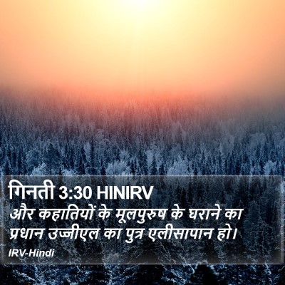 गिनती 3:30 HINIRV Bible Verse Image