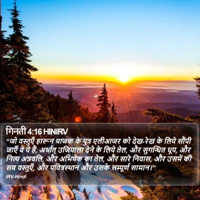 गिनती 4:16 HINIRV Bible Verse Image