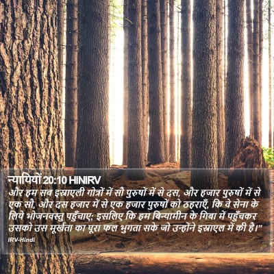 न्यायियों 20:10 HINIRV Bible Verse Image