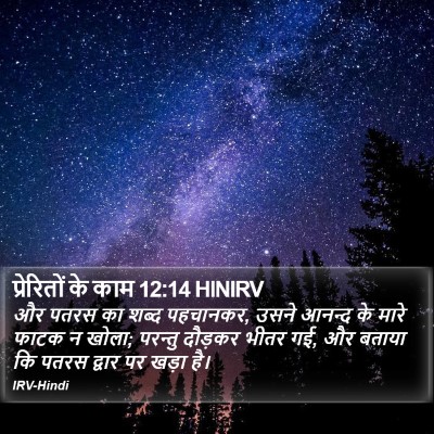 प्रेरितों के काम 12:14 HINIRV Bible Verse Image