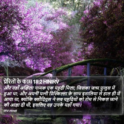 प्रेरितों के काम 18:2 HINIRV Bible Verse Image