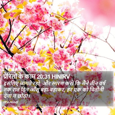 प्रेरितों के काम 20:31 HINIRV Bible Verse Image