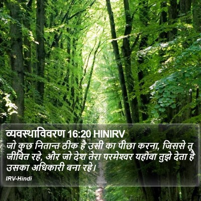 व्यवस्थाविवरण 16:20 HINIRV Bible Verse Image
