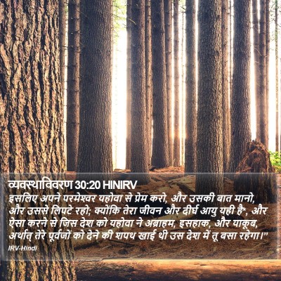व्यवस्थाविवरण 30:20 HINIRV Bible Verse Image