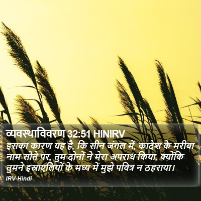 व्यवस्थाविवरण 32:51 HINIRV Bible Verse Image