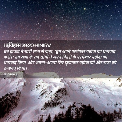Picture 02 - 1 इतिहास 29:20 HINIRV - तब दाऊद ने सारी सभा - Bible Verse Picture