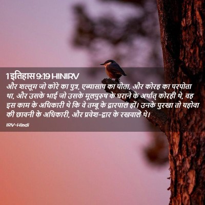 Picture 02 - 1 इतिहास 9:19 HINIRV - और शल्लूम जो कोरे - Bible Verse Picture