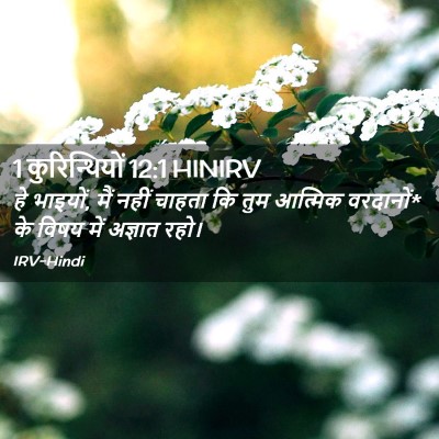 Picture 02 - 1 कुरिन्थियों 12:1 HINIRV - हे भाइयों, मैं नहीं - Bible Verse Picture