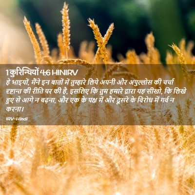 Picture 02 - 1 कुरिन्थियों 4:6 HINIRV - हे भाइयों, मैंने इन - Bible Verse Picture