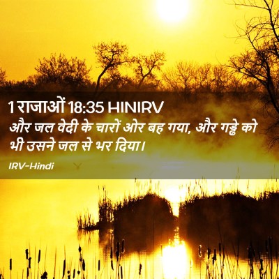 Picture 02 - 1 राजाओं 18:35 HINIRV - और जल वेदी के चारों - Bible Verse Picture