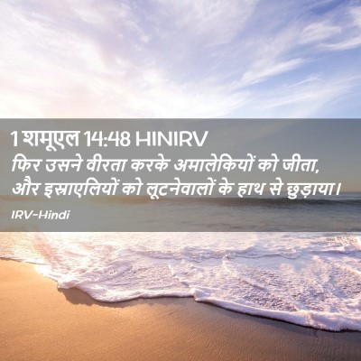 Picture 02 - 1 शमूएल 14:48 HINIRV - फिर उसने वीरता - Bible Verse Picture