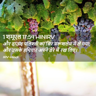 Picture 02 - 1 शमूएल 17:54 HINIRV - और दाऊद पलिश्ती का - Bible Verse Picture