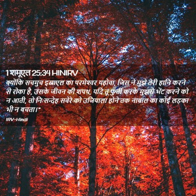 Picture 02 - 1 शमूएल 25:34 HINIRV - क्योंकि सचमुच - Bible Verse Picture