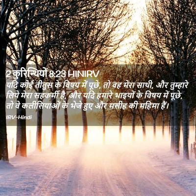 Picture 02 - 2 कुरिन्थियों 8:23 HINIRV - यदि कोई तीतुस के - Bible Verse Picture