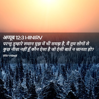 Picture 02 - अय्यूब 12:3 HINIRV - परन्तु तुम्हारे - Bible Verse Picture