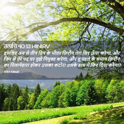 Picture 02 - उत्पत्ति 40:13 HINIRV - इसलिए अब से तीन दिन - Bible Verse Picture