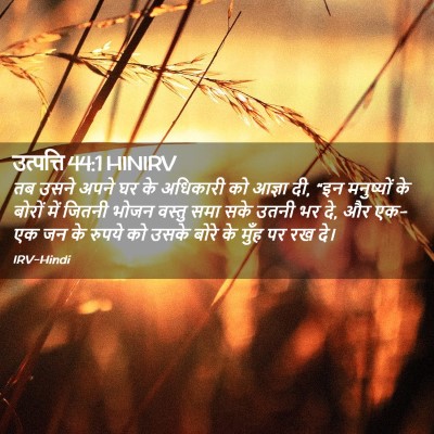 Picture 02 - उत्पत्ति 44:1 HINIRV - तब उसने अपने घर के - Bible Verse Picture