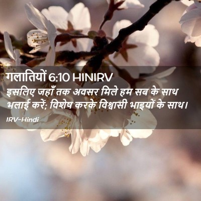 Picture 02 - गलातियों 6:10 HINIRV - इसलिए जहाँ तक अवसर - Bible Verse Picture