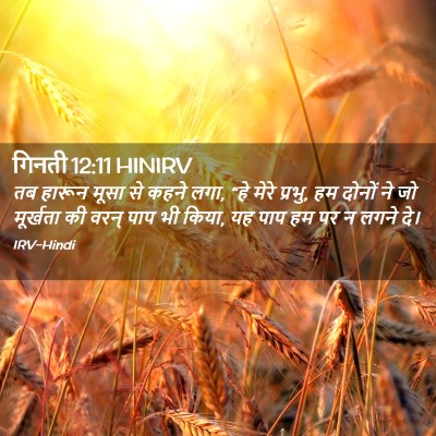 Picture 02 - गिनती 12:11 HINIRV - तब हारून मूसा से - Bible Verse Picture