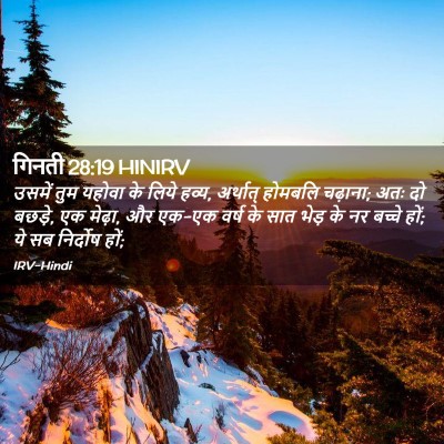 Picture 02 - गिनती 28:19 HINIRV - उसमें तुम यहोवा के - Bible Verse Picture
