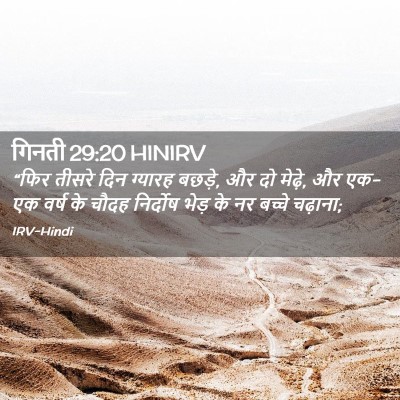 Picture 02 - गिनती 29:20 HINIRV - “फिर तीसरे दिन - Bible Verse Picture