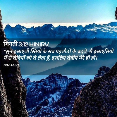 Picture 02 - गिनती 3:12 HINIRV - “सुन इस्राएली - Bible Verse Picture