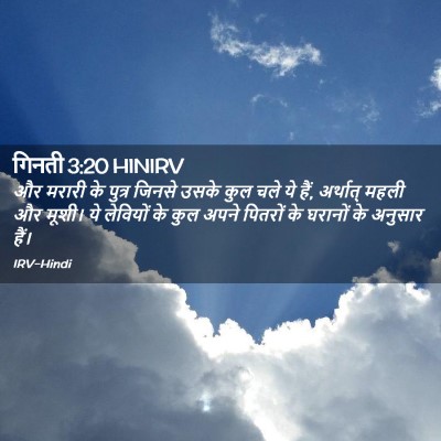 Picture 02 - गिनती 3:20 HINIRV - और मरारी के पुत्र - Bible Verse Picture