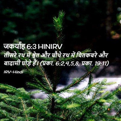 Picture 02 - जकर्याह 6:3 HINIRV - तीसरे रथ में श्वेत - Bible Verse Picture