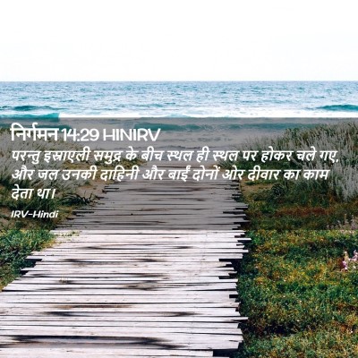 Picture 02 - निर्गमन 14:29 HINIRV - परन्तु इस्राएली - Bible Verse Picture