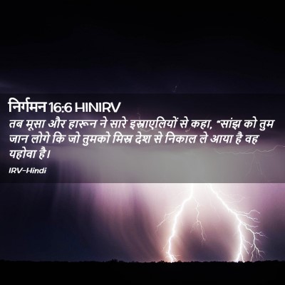 Picture 02 - निर्गमन 16:6 HINIRV - तब मूसा और हारून ने - Bible Verse Picture