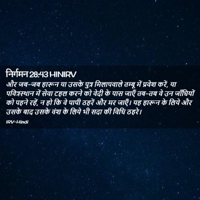 Picture 02 - निर्गमन 28:43 HINIRV - और जब-जब हारून या - Bible Verse Picture