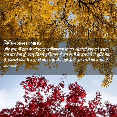 Picture 02 - निर्गमन 31:6 HINIRV - और सुन, मैं दान के - Bible Verse Picture