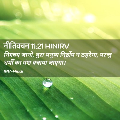 Picture 02 - नीतिवचन 11:21 HINIRV - निश्‍चय जानो, बुरा - Bible Verse Picture