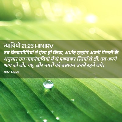 Picture 02 - न्यायियों 21:23 HINIRV - तब बिन्यामीनियों - Bible Verse Picture