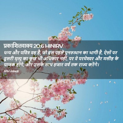 Picture 02 - प्रकाशितवाक्य 20:6 HINIRV - धन्य और पवित्र वह - Bible Verse Picture