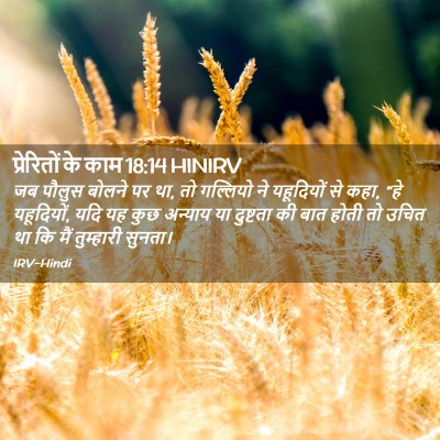 Picture 02 - प्रेरितों के काम 18:14 HINIRV - जब पौलुस बोलने पर - Bible Verse Picture