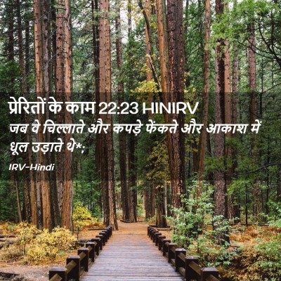 Picture 02 - प्रेरितों के काम 22:23 HINIRV - जब वे चिल्लाते और - Bible Verse Picture