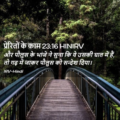 Picture 02 - प्रेरितों के काम 23:16 HINIRV - और पौलुस के भांजे - Bible Verse Picture
